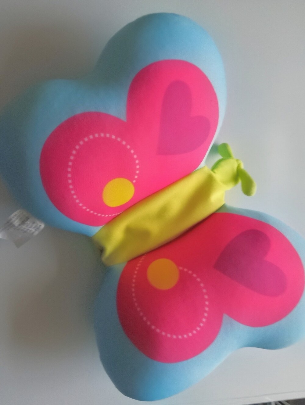 Butterfly Shaped Plush Pillow Toy - Blue, Pink & Yellow - Micro Bead Filing